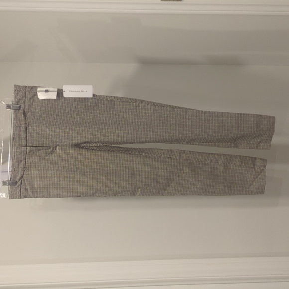 NWT Carolina Belle women's slim trousers, black & tan plaid, size 6 - Picture 2 of 15